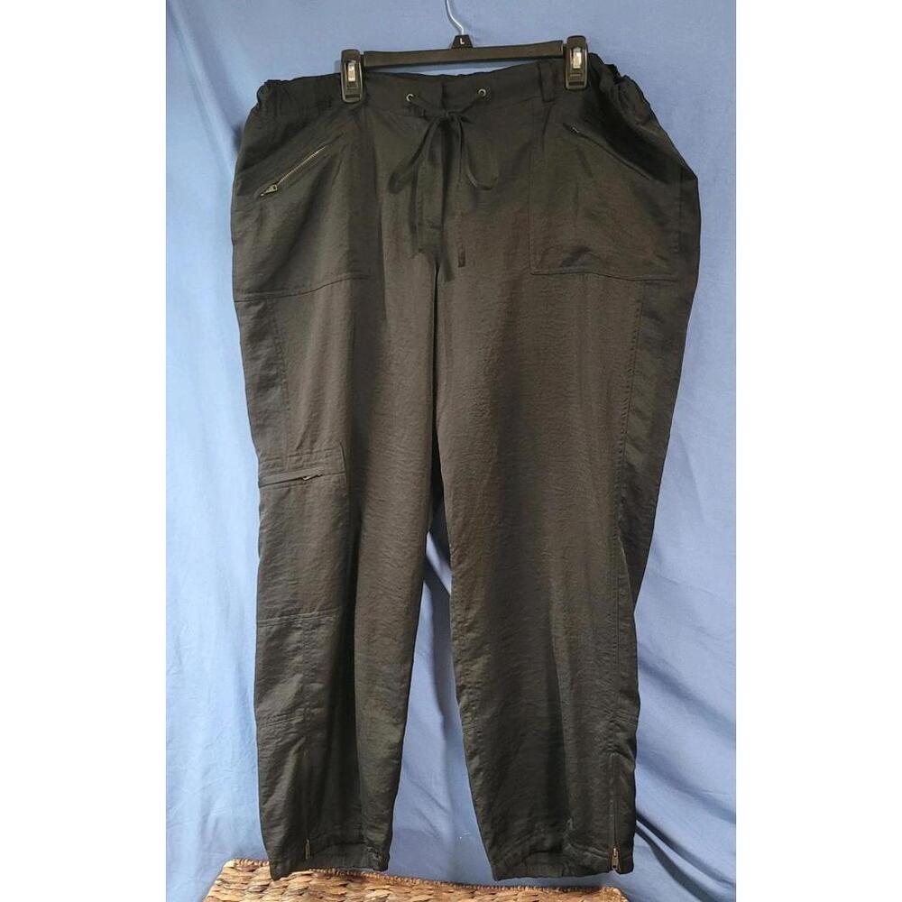 Lane Bryant Black Satin Track Jogger Workout Pants Relaxed Fit Plus Size 18